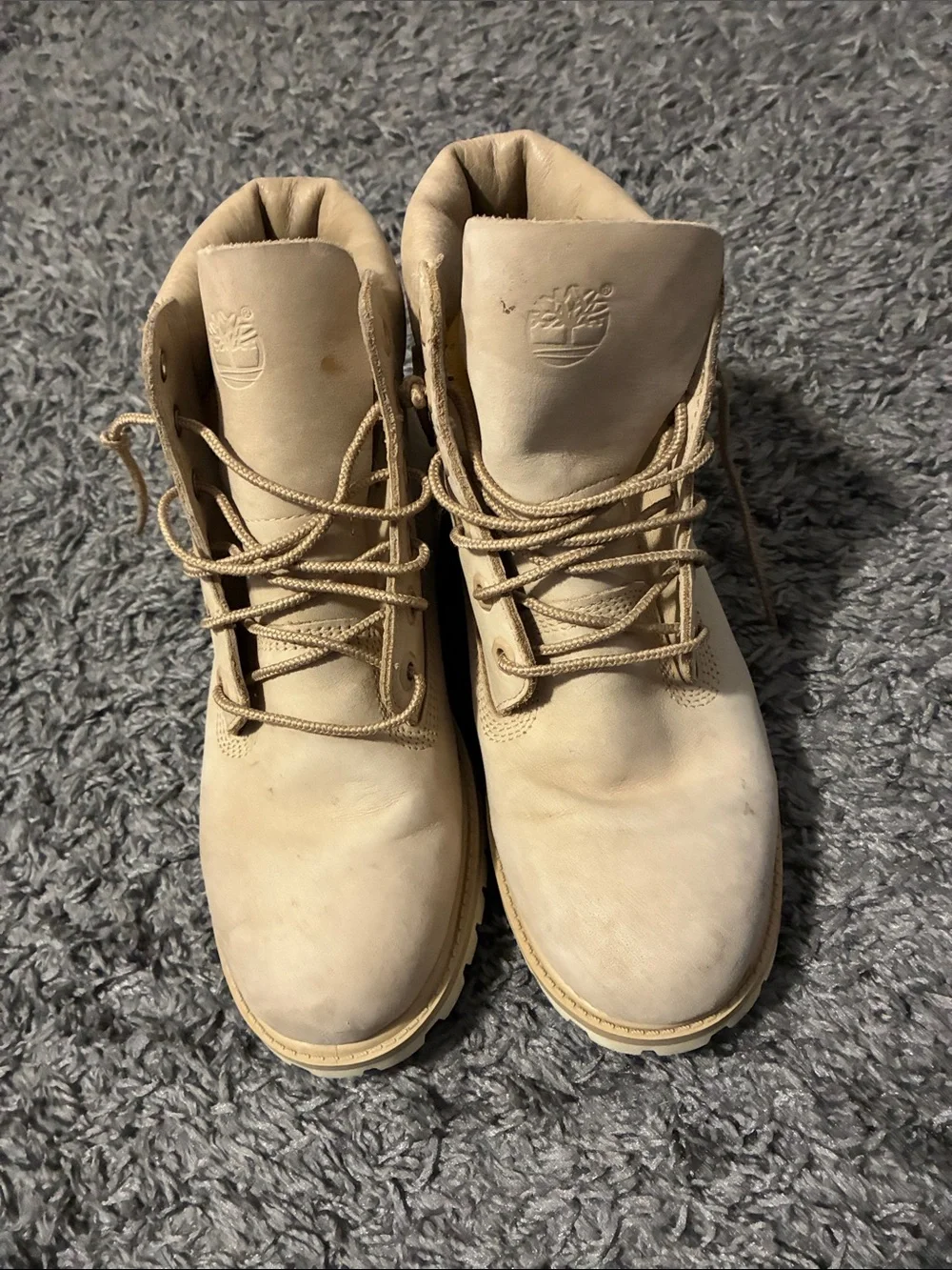 Cream timberland 6 inch premium boots